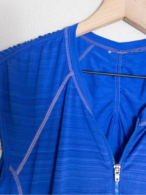Athleta Pacifica Illume UPF Tank S Royal Blue Sleeveless Front Zip thumbnail 5