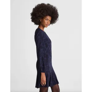 NEW Madewell Puff Sleeve Flare Mini Dress Alexis Floral Navy Viscose US 8 thumbnail 3
