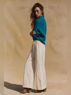 NWOT Free People My Only Sunshine Sweater Chunky Knit In Teal thumbnail 2