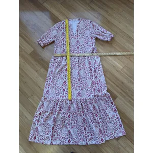 Pink/Fushia Maxi long dress with ruffles on sleeves thumbnail 4