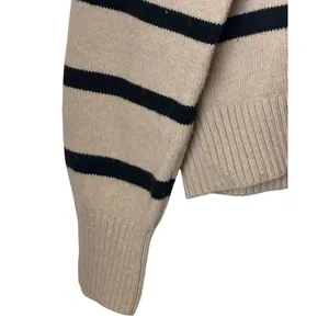 Old Navy Striped Cotton Polo Sweater Women Large Tall Tan Striped Preppy Knit‎ thumbnail 7