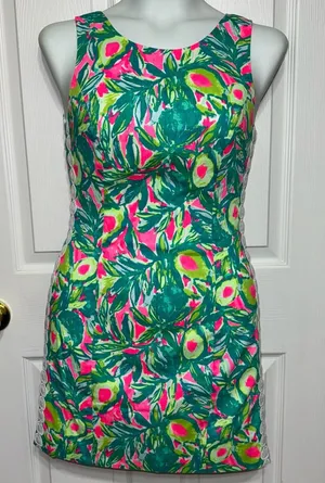 Lilly Pulitzer Mila Shift Dress Guac & Roll Avocado Green Pink 4 NWT Designer thumbnail 1