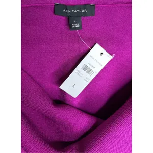 Ann Taylor Loft Purple Halter Neck Ribbed Knit Sweater Tank L thumbnail 3