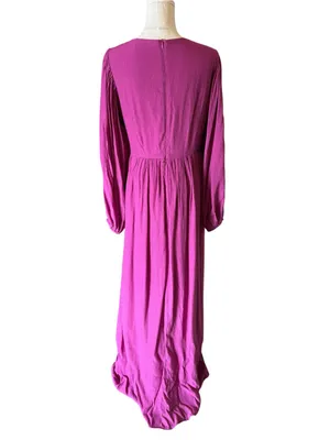Showpo - Paige Maxi Dress Orchid Purple Cutout Balloon Sleeve Gown Sz US 10 thumbnail 5