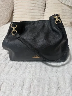 Coach Hallie F80268 Black Pebbled Leather Hobo Bag thumbnail 8