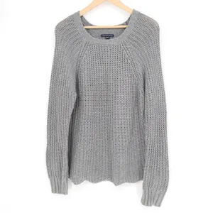 American Eagle Outfitters Sweater Women XL Gray Cotton Chunky Knit Raglan Sleeve thumbnail 2