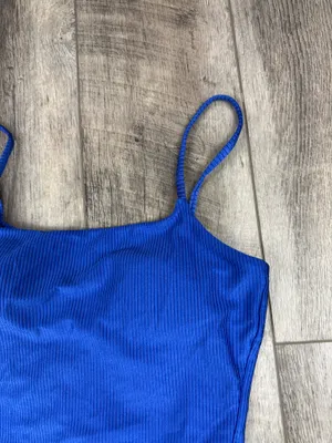 Aerie Blue Ribbed One Piece Swimsuit thumbnail 3