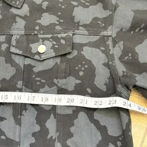 POL Denim Jacket Women LG‎ Black Camo Hand Painted Heart Graphic Streetwear Boho thumbnail 9