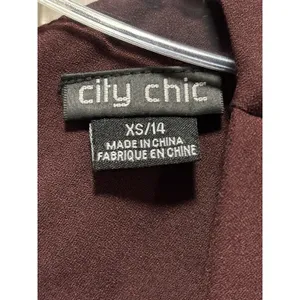 City Chic Burgundy Solid Sleeveless Fit Flare Dress Size XS/14 Back Zip‎ Belt thumbnail 3