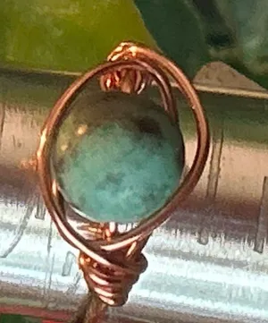 💍 Handcrafted amazonite copper wire wrapped crystal ring size 7 thumbnail 1