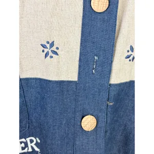 BellePointe Vest Beige Blue Embroidered Basket Floral Linen Blend 3X thumbnail 7