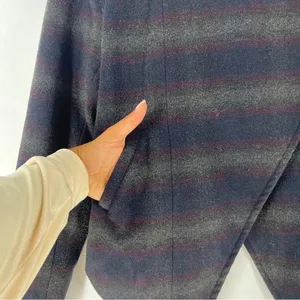DEX Wool Blend Stylish‎ Striped Womens Crossover Asymmetric Hem Jacket Gray Size M thumbnail 4