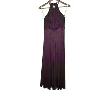 NWT David's Bridal F19608 Plum Long Lace Mesh High Neck Sz 2‎ thumbnail 6