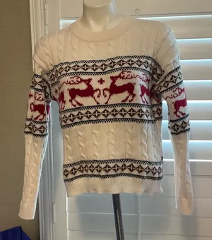 SHEIN Cream and Red Reindeer Pattern Sweater thumbnail 1