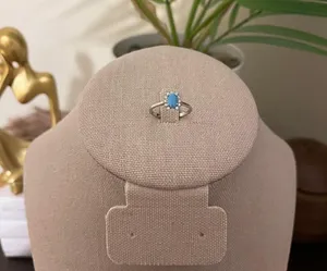 Sterling Silver SIZE 5 925 Crown Natural Turquoise Cubic Zirconia Ring thumbnail 7