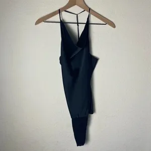 Abercrombie Satin Cowl Neck Bodysuit Size Small Black Minimal Elegant Going Out thumbnail 2