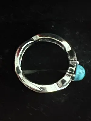 Women’s Stainless Steel Silver Aztec Faux Turquoise Embellished Ring Size 7 thumbnail 3