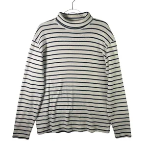 Polo Ralph Lauren Cotton Turtleneck‎ Sweater Womens Large Navy Ivory Stripe thumbnail 2