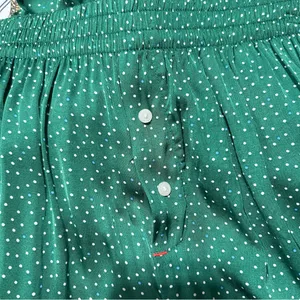 Aerie Off Duty Satin Trouser Wide Leg PJ Pants Island Pine Green Polka Dot Large thumbnail 6