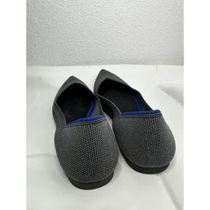 Rothy's the Point Ballet Flats in Black and White with Blue Trim thumbnail 7
