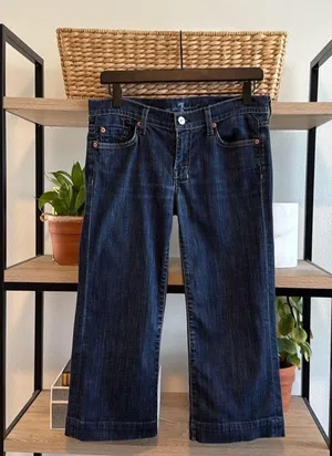 7 For All Mankind Mid-Rise Dojo Crop Jeans, 28 thumbnail 1