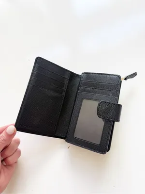 COACH Black Leather Corner Zip Wallet thumbnail 4