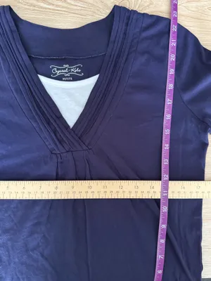 90s Y2K Petite Small Double Layered Long Sleeve Babydoll Tee Navy 2000s thumbnail 5