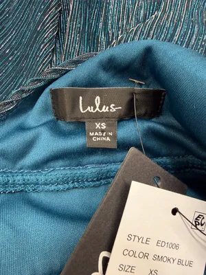 Lulus NWT Smokeshow Teal Metallic Deep V Sleeveless Skater Mini Dress Size XS thumbnail 8