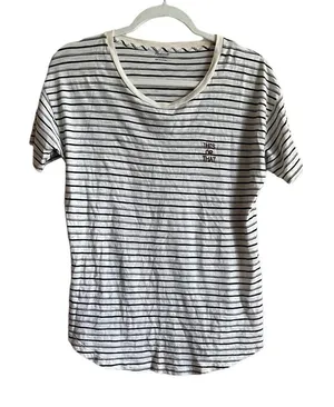 Madewell black white striped top sz small‎ thumbnail 1