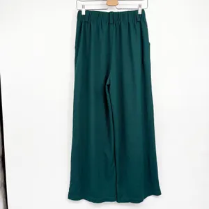 Halara Womens High Waisted Wide Leg Waffle Knit Work Pants Forest Green Size S thumbnail 7