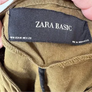 Zara Basic Women’s Olive Green Linen‎ Jacket size Medium Black Tassel Detail thumbnail 5