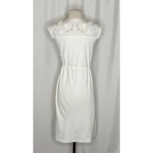 SEE BY CHLOÉ White Embroidered Lace Cutwork Yoked Knit Dress Solid Size Small thumbnail 8
