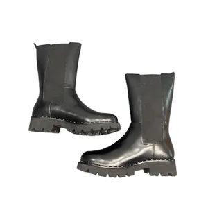 Steve Madden Black Leather Knee Boots Women’s 9 EU 40 Lug Sole Studded BNIB thumbnail 4