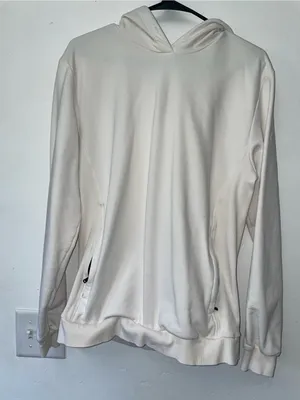 Fabletics White Hoodie Women Medium Pullover Athletic Gym Minimal thumbnail 1