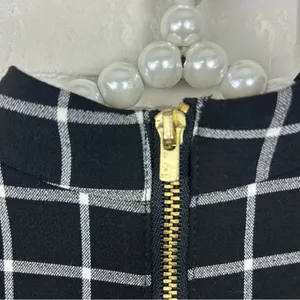 H&M Black Plaid Checked Grid Print Mini Dress Size 6 thumbnail 6