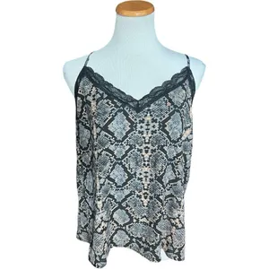Womens Scoop Animal Print Lace Trim Cami Tank Top - Sz L thumbnail 3