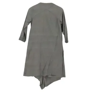 Asymmetric Midi Wrap Dress Lagenlook Womens Size XS Gray Minimalist Cotton thumbnail 2