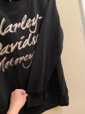 Harley Davidson Motorcycles Logo Long Sleeve Shirt Bling Rhinestones Script Black Women’s Medium thumbnail 4