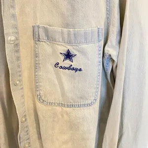 National Football League VTG Dallas Cowboys Denim Button Down Shirt thumbnail 5