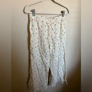 Anthropologie Feather Bone Talese Wide Leg Linen Blend Cherry Print‎ Pants Sz 6 thumbnail 7