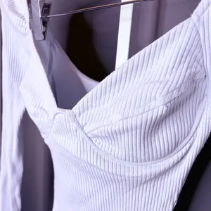 Sabo Off-White Ribbed Bodycon Long Sleeve Mini Dress Built-In Bra Size XS thumbnail 8