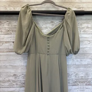 DB Studio Celebrate Womens 8 Maxi Dress Sage Green Leg Slit Sweetheart Neckline‎ thumbnail 3