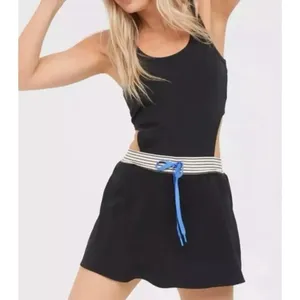 Aerie OFFLINE Black Tennis Dress Ribbed Bodysuit Built In Bra & Shorts Small thumbnail 2