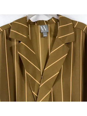 Worthington Striped Surplice Blouse Olive Tan Size L thumbnail 2