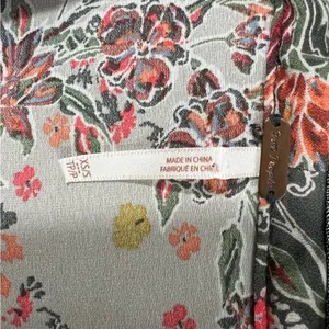 Free People Windflowers Printed Kinched Zip Kimono Grey XS/S thumbnail 2