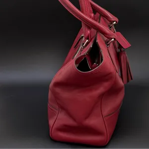 COACH 19890 Dark Red Leather Legacy Medium Candace Carryall Tote Shoulder Bag thumbnail 2