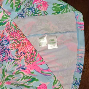 Lilly Pulitzer Blue Floral Midi Dress with Pink & Green Accents thumbnail 4