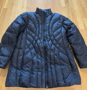 L.L. Bean Black Goosedown Full Zip Puffer Jacket Sz L thumbnail 1