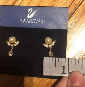 Swarvoski Pearl Angels Earrings Vintage Coquette thumbnail 7