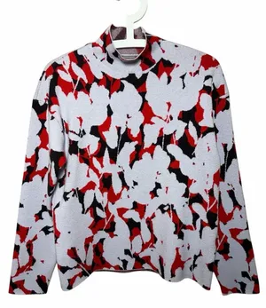 Anthropologie Lizzie Mock Neck Floral Knit Sweater Small thumbnail 1